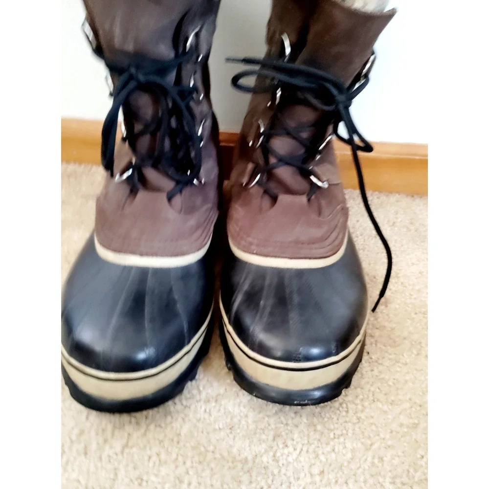 Sorel CARIBOU Men 11 Fleece Lined Waterproof Hiking Brown Leather Snow Barn Boot